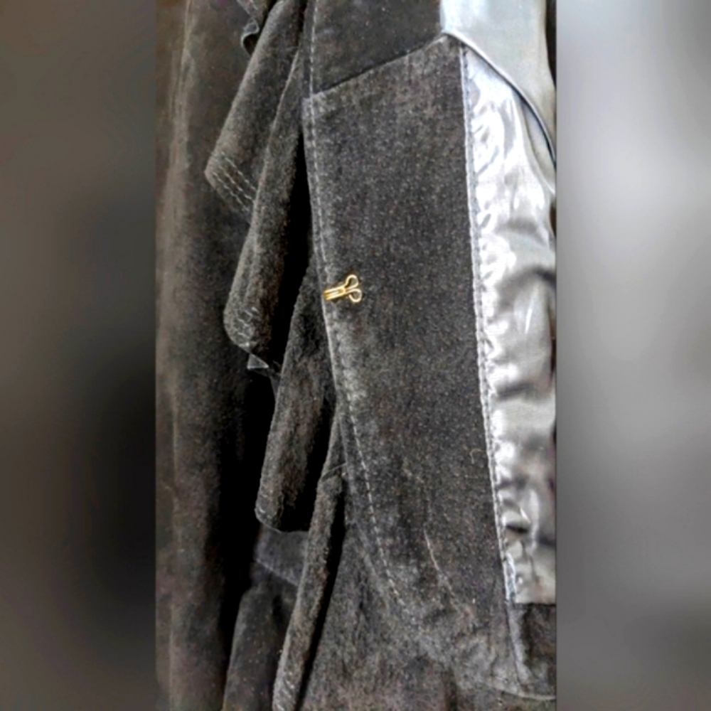 Black Suede Ruffled Jacket: Live a Little Large - Picture 3 of 5